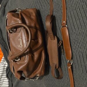 Vintage Y2K Coach Boston Brown Leather Bag with Silver Logo - NICE!‎